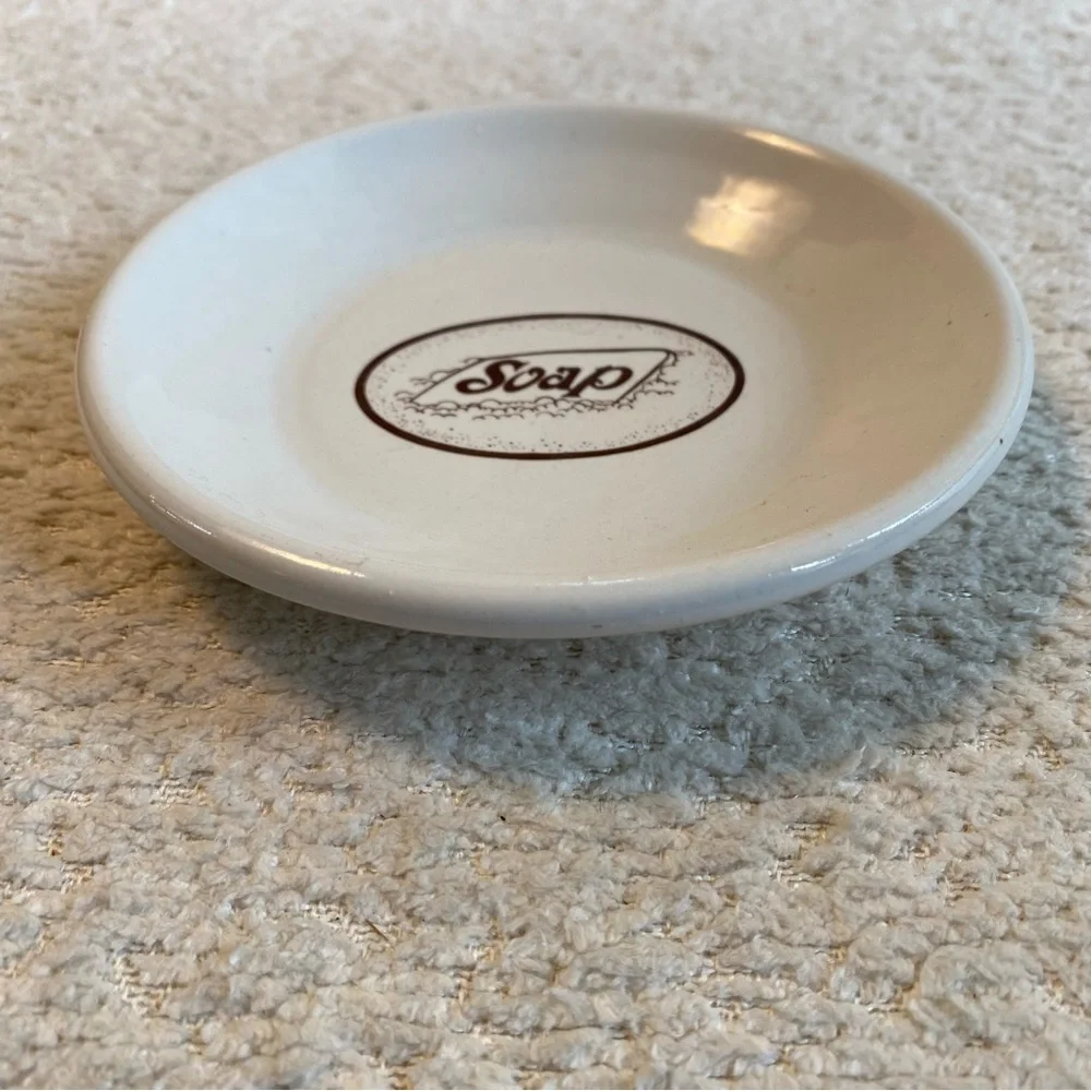 Vintage Round Porcelain Soap Dish 1980’s Bathroom Kitchen Accessory